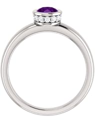 10K White Gold 7.00x5.00mm Oval Cut Amethyst and Diamond Ring -- LIFETIME WARRANTY
