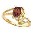 14K Yellow Gold Mozambique Garnet and Diamond Ring