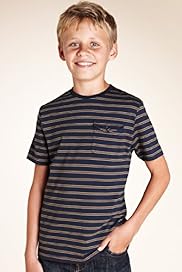 Pure Cotton Crew Neck Striped T Shirt