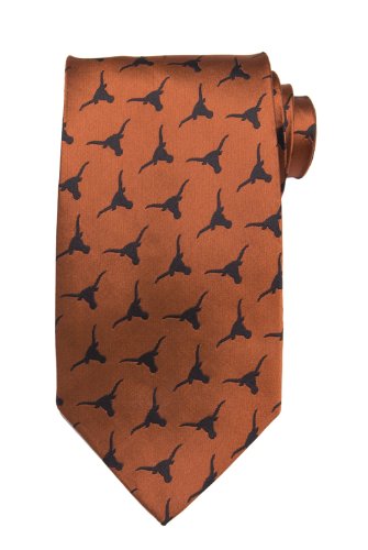 University of Texas – Longhorns – Woven Orange Logo Black Bevo – Necktie – Tie