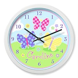 Olive Kids - Butterfly Garden Personalized Clock (White)
