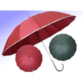 【クリックで詳細表示】ヨーロピアンアンブレラ(16本骨傘)モスグリーン