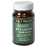 A to Z Naturals B-12 Lozenge, 1000 mcg, Luscious Natural Raspberry Flavor,, 100 lozenges, (Pack of 4)