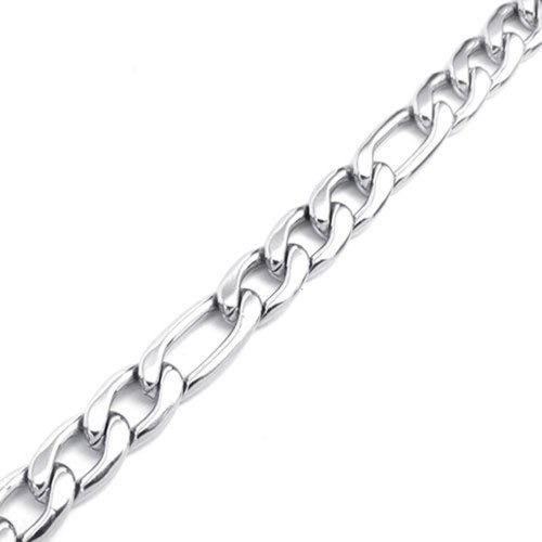 KONOV Mens Stainless Steel Medium Figaro Chain Necklace 16-40
