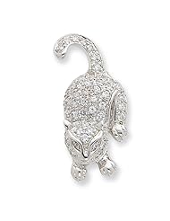Sterling Silver CZ Cat Pin