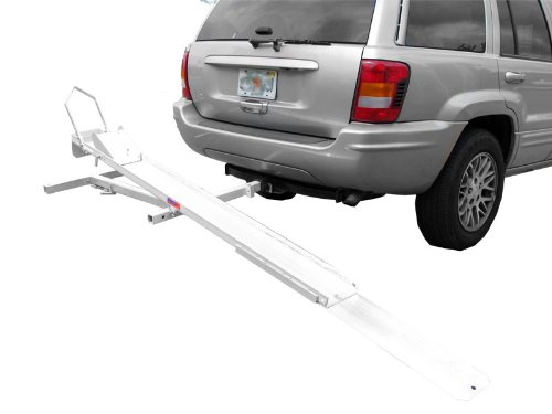 Hitch Mount Tilt Rack Motorcycle Carrier and Scooter Hauler 600 lbs Weight Capacity Tilt and Roll On