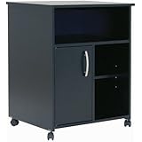South Shore Fiesta Microwave Cart with Storage on Wheels, Pure Black