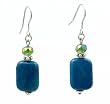 Earrings - E329 - Genuine Chrysocolla Gemstone and Fire Polished Glass ~ Rectangle