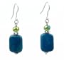 Earrings - E329 - Genuine Chrysocolla Gemstone and Fire Polished Glass ~ Rectangle