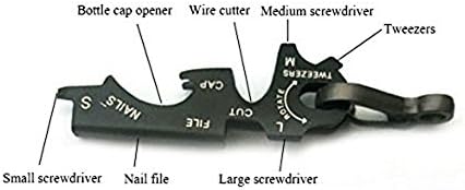 Almer 2 Pack EDC True Utility 8 in 1 Muti Tool Keychain Survival Pocket Gadget Key Clip (1024black)