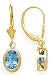 14K DANGLE OVAL BLUE TOPAZ LEVERBACK EARRINGS 8X6MM