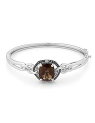 Smoky Quartz and Swiss Blue Topaz Bangle