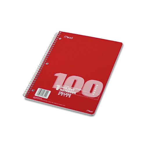 Mead Spiral Bound Notebook, College Rule, 8-1/2 x 11, Assorted colors, 100 Sheets/Pad (06622)