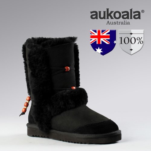 Aukoala Snow Boots Australia Sheepskin Warm Nala For Womens_Black_Us Size 4 On Sale