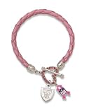 Logoart Oakland Raiders Breast Cancer Awareness Pink Rope Bracelet