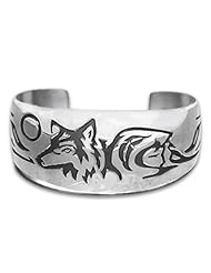 Sterling Silver Maiden Wolf Clan Northwest Coast Native American Bracelet. Made in USA.