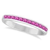Channel-Set Pink Sapphire Stackable Ring 14k White Gold (0.40ct)
