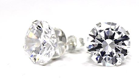 5 Pair Set of Sterling Silver Nickel Free Stud Round Sparkling Clear Cubic Zirconia Stud Earrings Set Includes One Pair Each of 3mm 4mm 5mm 6mm 7mm