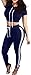 Kashani Women's Casual Sport Workout Hooded Crop Top Long Pant Jumpsuits Rompers