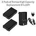 2 Pack of High Capacity Pentax D-LI109 1050mAh (2100mAh Total)Replacement Lithium-Ion Battery for Pentax K-R Digital SLR Cameras With Rapid Travel Charger
