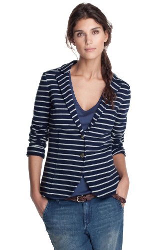 ESPRIT Damen Sweatshirt, gestreift C21707, Gr. 38 (M), Blau (warf blue 411) Preisvergleich