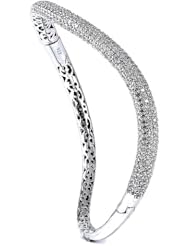 Sterling Silver & Cz Curved Bangle