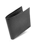 Forzieri Men's Compact Pebble Italian Leather Billfold Wallet Black