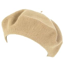 New 100% Wool French Beret TAM Beanie Slouch Hat Cap Camel Medium