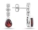 Garnet and Diamond Antique Earrings in 14K White Gold