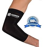 Copper Compression Recovery Elbow Sleeve - Highest Copper Content GUARANTEED & Highest Quality Copper! | Infused Fit Wear Anywhere (Medium)