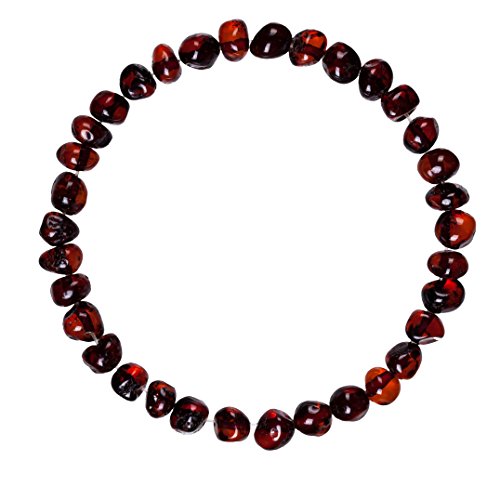 Natural Baltic Amber Adult Stretchable Bracelet/Anklet Cherry Colour Baroque By Amber Corner