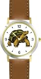Turtle or Tortoise Animal - WATCHBUDDY DELUXE TWO-TONE THEME WATCH - Arabic Numbers - Brown Leather Strap-Children's Size-Small ( Boy's Size & Girl's Size )
