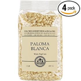 India Tree Paloma Blanca (White) PopCorn, 16-Ounce Packages (Pack of 4)