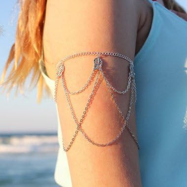 PassionBox(TM) New Jewelry Metal Leaf Fringed Tropical All-match Arm Chain Leaves Chain Armband