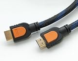 Produkt-Bild: Premium abgeschirmtes Hochgeschwindigkeits HDMI Kabel 1,5m mit schwarz, blau geflochtener Nylonjacke