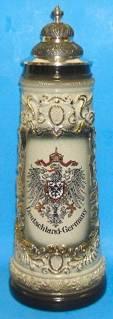 Zoeller & Born 2 Liter Deutschland Eagle Gold Colored Relief German Stein