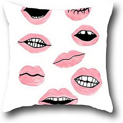 Yeezi Lee Lips Logo Cotton Canvas Ogee Accent Pillow Case Polyester Cute Yellow Bird ( 20*36 )