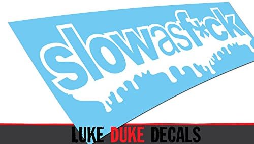 Slow as Fck Drip Decal _ 8" JDM KDM drift racing style Die Cut Vinyl Sticker (10", white)
