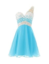 Chiffon Short Beaded One Shoulder Homecoming Dress/Bridesmaid Dress 