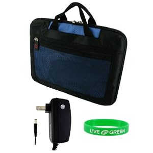 Dell Inspiron Mini 10 Inch 10.1 Inch Lightweight Checkpoint Friendly Netbook Bag with Home Wall Charger - Blue Black