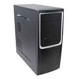 Lunaris ATX Mid Tower PC Computer Case, Black/Silver [INT-96-04S]