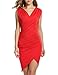 ANGVNS Women V Neck Sleeveless Cocktail Party Pleated Dress (M, Red)