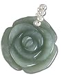 Solid Sterling Silver Green Adventurine Rose Pendant