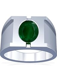 18K White Gold Oval Cut Emerald Solitaire Ring