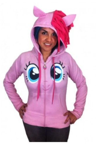 My Little Pony Pinkie Pie Face Juniors Pink Costume Hoodie with Mane