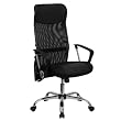 High Back Black Split Leather Chair with Mesh Back [BT-905-GG]