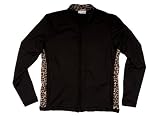 Tracey Lynn Apres Golf Jacket with Classic Leopard Panels (Medium,  Black)