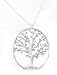 Beautiful Large Tree of Life Charm Necklace with Ice Crystal Accents on LONG Silver Tone Chain ~ Comes Gift Boxed