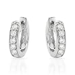 Hoops Earrings With 0.50ctw Genuine Clean Diamonds Made of 18K White Gold Length 13mm