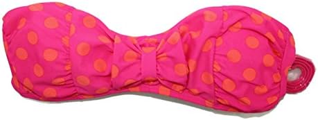 Arizona Jeans Women's Polka Dot Bikini Swimsuit Top Separate (X-Large, Hot Pink/Orange)